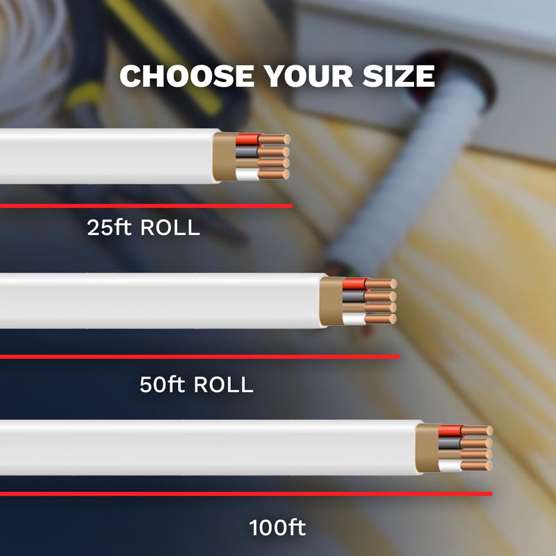 Solid Indoor Wire 14/3 W/G NMB Cable 25ft - 50ft - 100ft - 250ft Coil - Copper Building Wire - Nonmetallic with Ground Sheathed Cable White SW 63946855