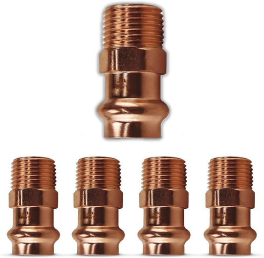 1/2" - 3/4" ProPress Fittings  Male Adapter - Pressure Copper Fitting P x Male NPT - Connection for Residential, Commercial - Durable, Reliable