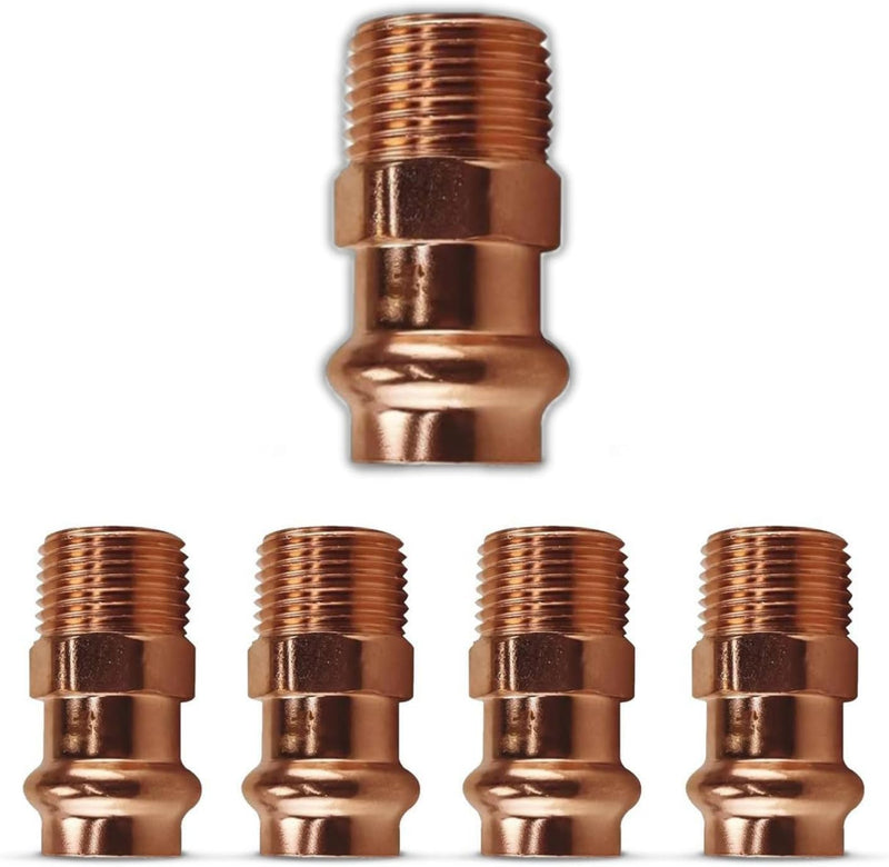 1/2" - 3/4" ProPress Fittings  Male Adapter - Pressure Copper Fitting P x Male NPT - Connection for Residential, Commercial - Durable, Reliable
