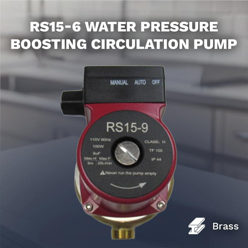 110V 120W Water Pressure Booster Pump Brass Hot Water Circulation Recirculating Pump with US plug for Floor Boiler Hot Water Heater System (DM15-90 Red)