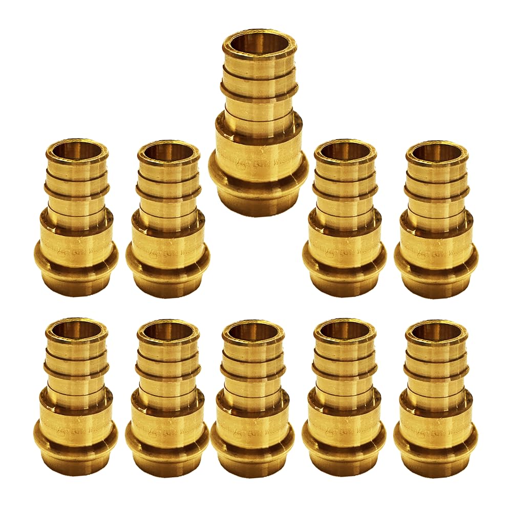 1/2 Inch PEX Expansion Press Coupling Brass Adapter - for Copper and PEX Pipe Connection - Durable 1/2inch Press X 1/2" Crimp Fittings for Seamless Installation (Pack of 10)