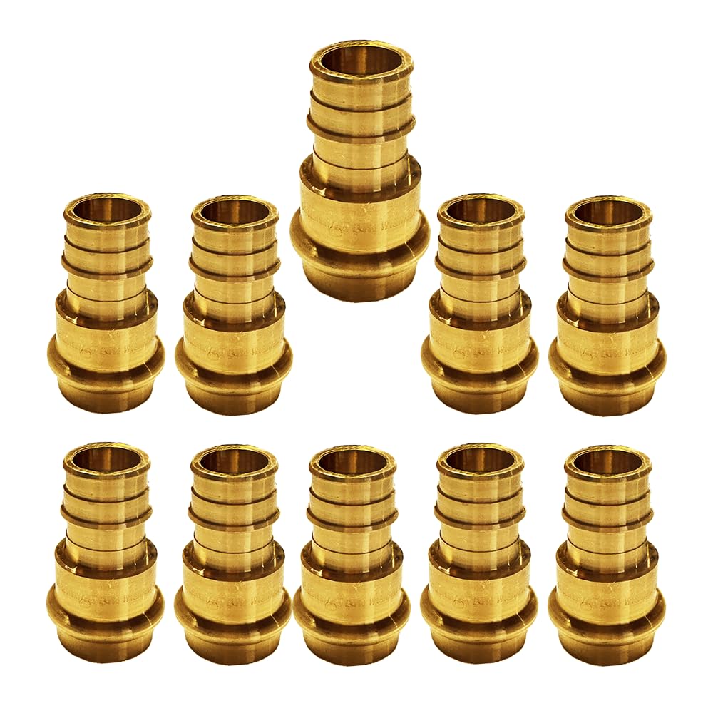 1/2" - 3/4" PEX Expansion Press Coupling Brass Adapter - for Copper and PEX Pipe Connection - Durable 1/2" - 3/4" Press X 1/2" - 3/4" Crimp Fittings for Seamless Installation