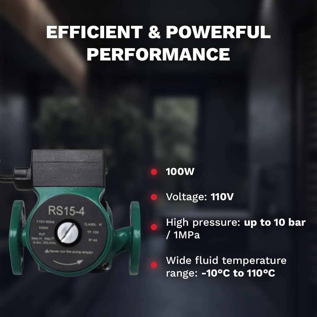 110V Water Pressure Booster Pump Stainless Steel with Flange Hot Water Circulation Recirculating Pump 3/4 NPT for Floor Boiler Hot Water Heater System (RS15/4-130 Green)