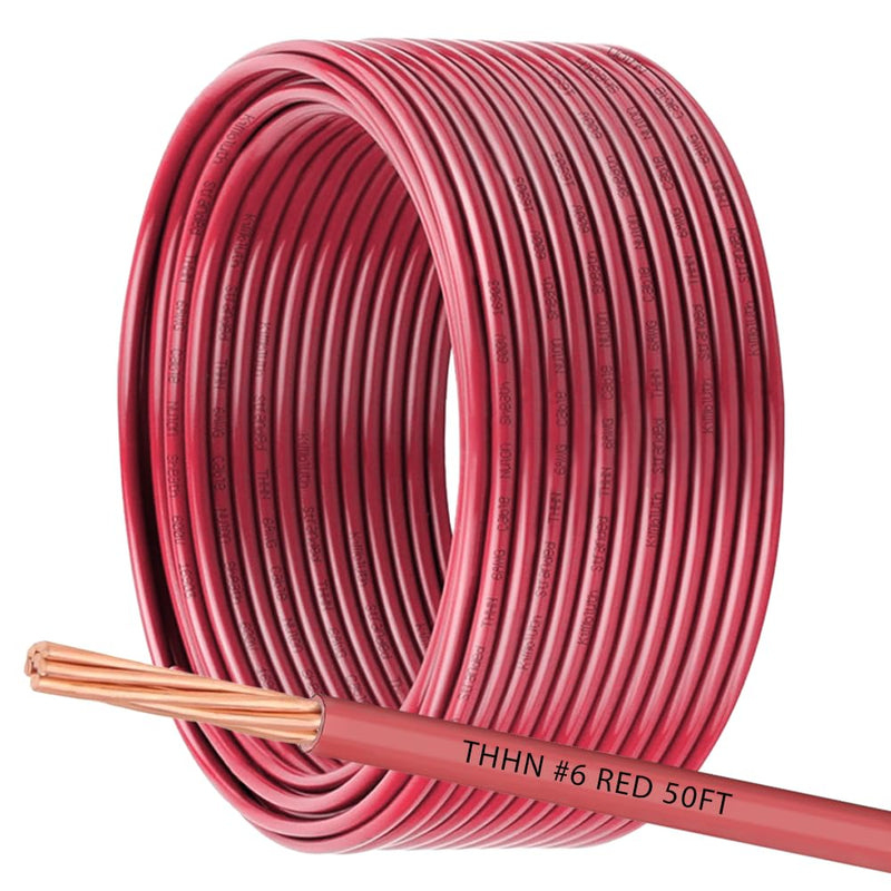 6 AWG THHN Wire 6 Gauge Stranded Copper Wire Rated up to 600V THWN-2 Building Wire 19-Stranded Nylon Jacket for Residential, CNC, Ground, Industrial (100FT Green)