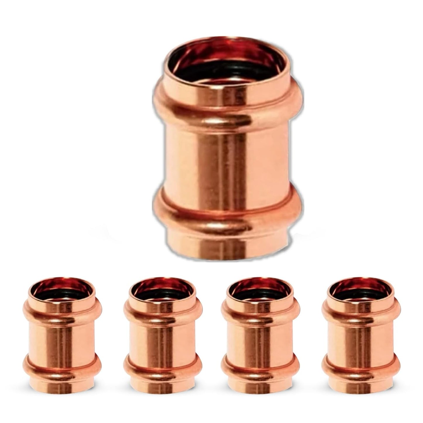 Propress Fitting Copper Coupling – 3/4” Zero Lead Copper Coupling with Stop Press x Press Straight Coupling Pack of 10 – Easy to Install and Reliable Fitting