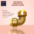 1/2" x 1/2" - 3/4" x  3/4" 90 Degree Elbow Push Fit - Plumbing Fittings - PEX Fitting - Push to Connect Brass Plumbing Fitting - For PEX Pipe Copper CPVC