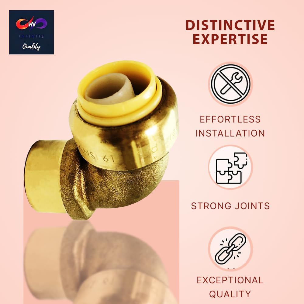1/2" x 1/2" - 3/4" x 3/4 Push-fit Female Elbow - FNPT Female Threaded Elbow Fittings - Push to Connect Pex CPVC