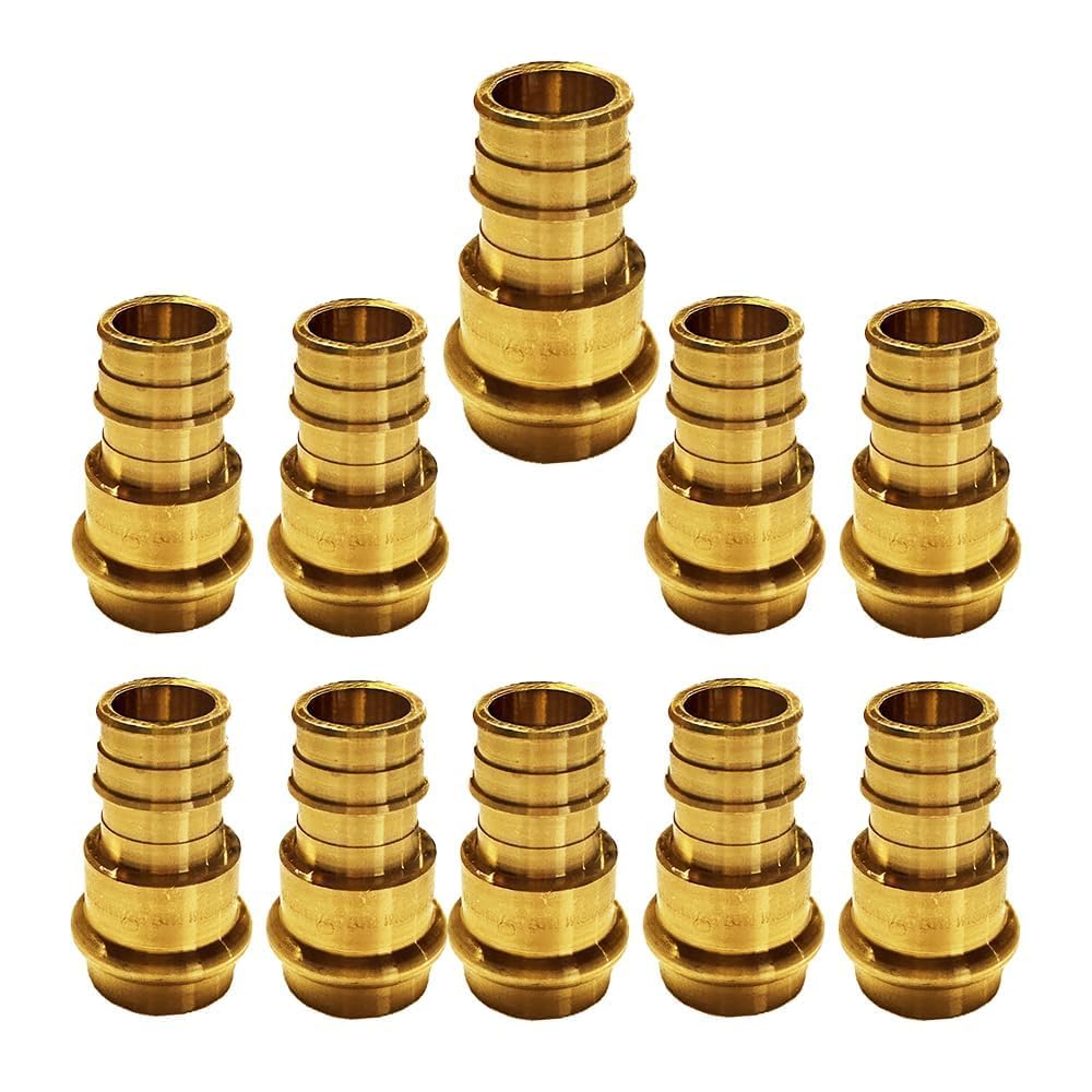 1/2 Inch PEX Expansion Press Coupling Brass Adapter - for Copper and PEX Pipe Connection - Durable 1/2inch Press X 1/2" Crimp Fittings for Seamless Installation (Pack of 10)