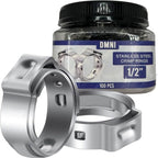 Stainless Steel Cinch Clamps Crimp Rings - 1/2" Pinch Clamps For Pex Tubing Pipe Fitting Connections - 100 PCS