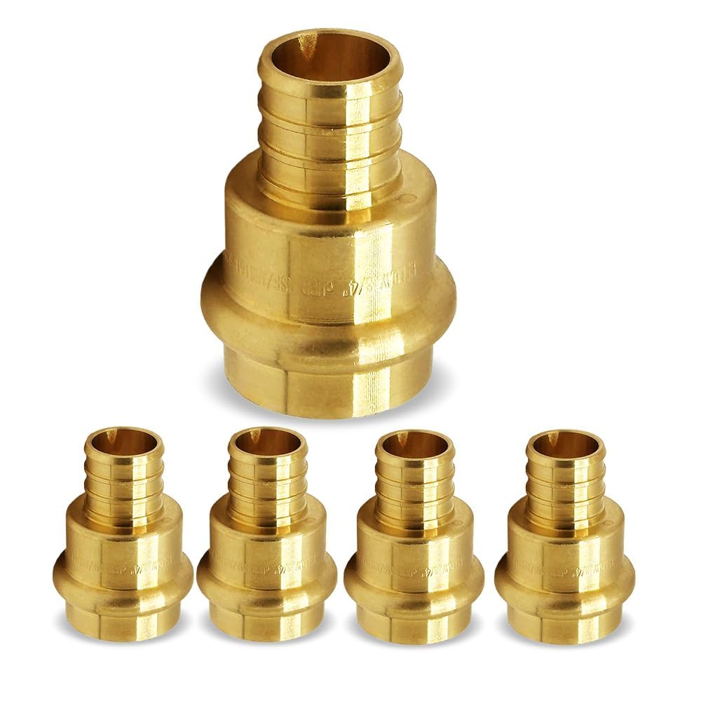 1/2" - 3/4" PEX Expansion Press Coupling Brass Adapter - for Copper and PEX Pipe Connection - Durable 1/2" - 3/4" Press X 1/2" - 3/4" Crimp Fittings for Seamless Installation