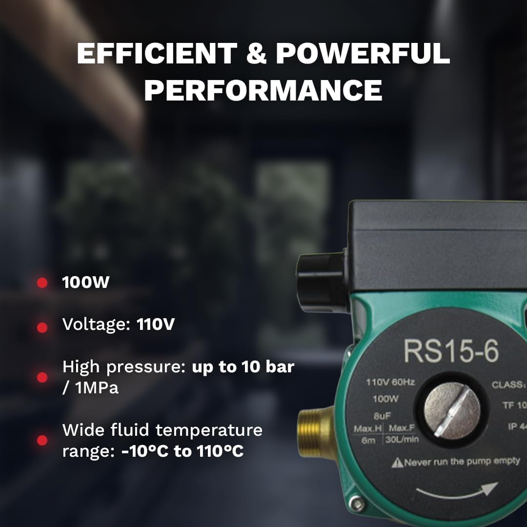 110V 130W Water Pressure Booster Pump 3-Speed Brass Hot Water Circulation Recirculating Pump 3/4 NPT for Floor Boiler Hot Water Heater System (RS15/6-130 Green)