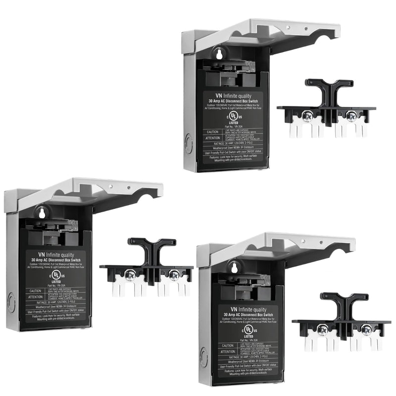 60 Amp AC Disconnect Box Switch Outdoor 120/240VAC Pull Out Waterproof Metal Box for Air Conditioning, Home & Light Commercial HVAC Non Fuse