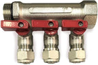 Loops 3/4" Plumbing PEX Manifolds w/ 1/2" Pex Ball Valves - 2 - 6 -Branch Radiant Heat Manifold - PEX Tubing Floor Heating Manifolds - Red or Blue Handles