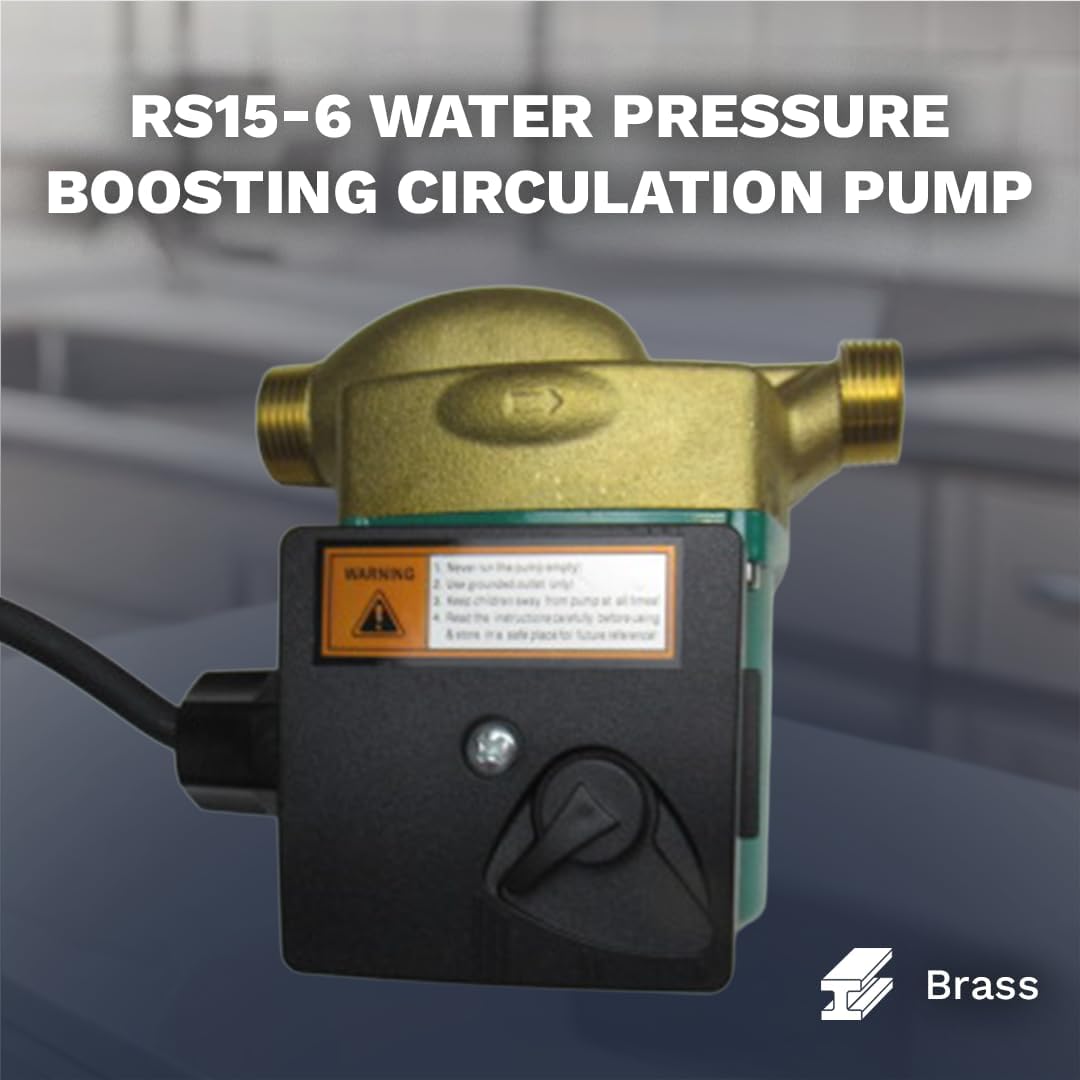 110V 130W Water Pressure Booster Pump 3-Speed Brass Hot Water Circulation Recirculating Pump 3/4 NPT for Floor Boiler Hot Water Heater System (RS15/6-130 Green)