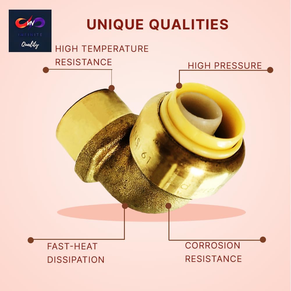 1/2" x 1/2" - 3/4" x 3/4 Push-fit Female Elbow - FNPT Female Threaded Elbow Fittings - Push to Connect Pex CPVC