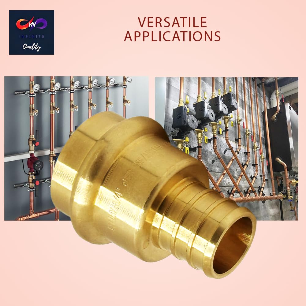 1/2" - 3/4" PEX Expansion Press Coupling Brass Adapter - for Copper and PEX Pipe Connection - Durable 1/2" - 3/4" Press X 1/2" - 3/4" Crimp Fittings for Seamless Installation
