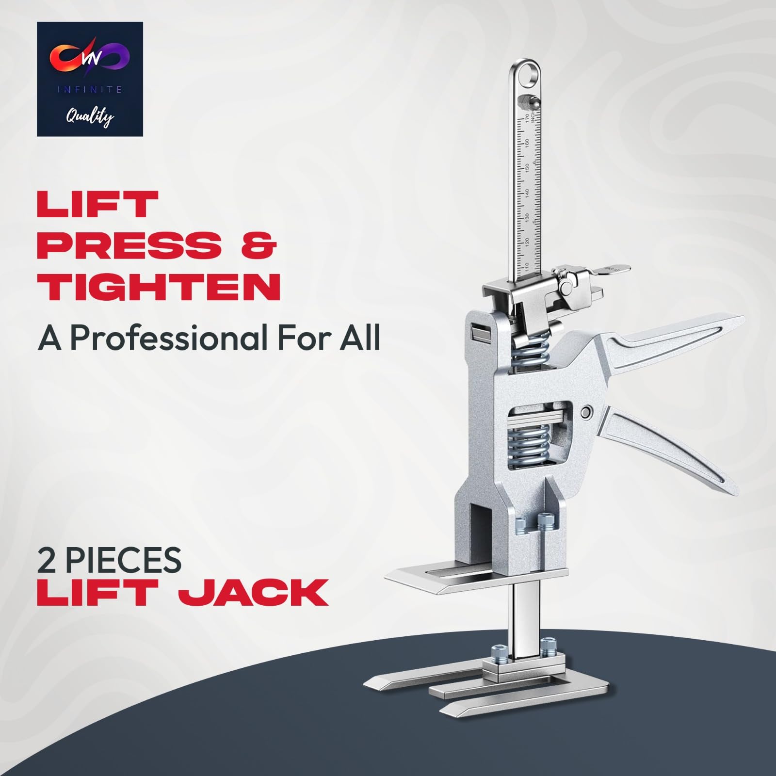Labor Saving Handle 12" Lever Tool Lifts 2pcs, Wall Tile Locator, Multifunctional Lift Height Adjuster, Door Panel, Lifting Cabinet Jack, Lifts 6.69" Holds 330 lbs (Heavy Duty Steel Tool Box)