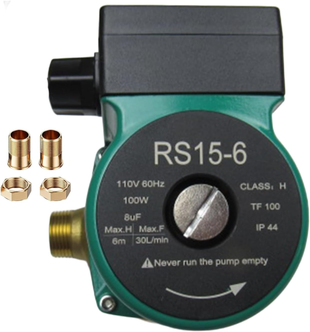 110V 130W Water Pressure Booster Pump 3-Speed Brass Hot Water Circulation Recirculating Pump 3/4 NPT for Floor Boiler Hot Water Heater System (RS15/6-130 Green)