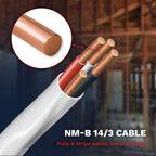 Solid Indoor Wire 14/3 W/G NMB Cable - Copper Building Wire - Nonmetallic with Ground Sheathed Cable White SW 63946855