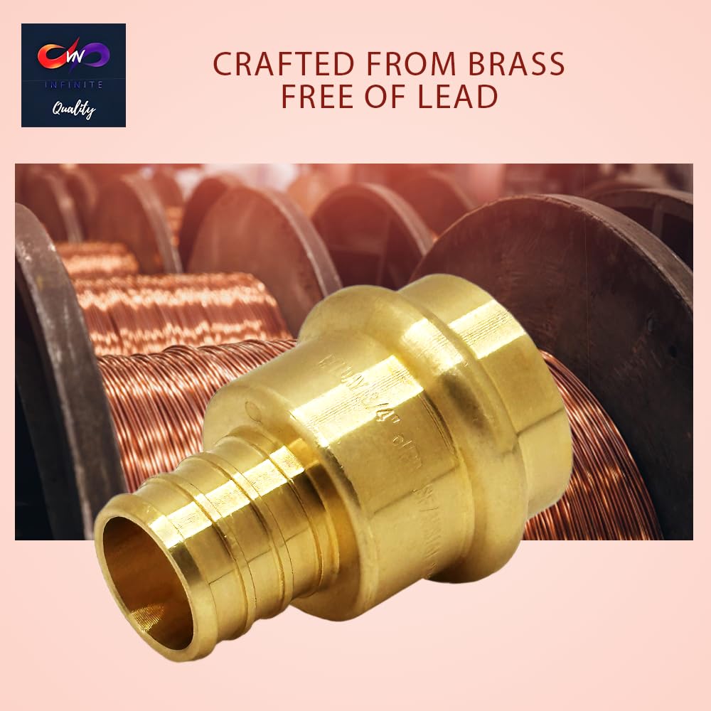 1/2 Inch PEX Expansion Press Coupling Brass Adapter - for Copper and PEX Pipe Connection - Durable 1/2inch Press X 1/2" Crimp Fittings for Seamless Installation (Pack of 10)