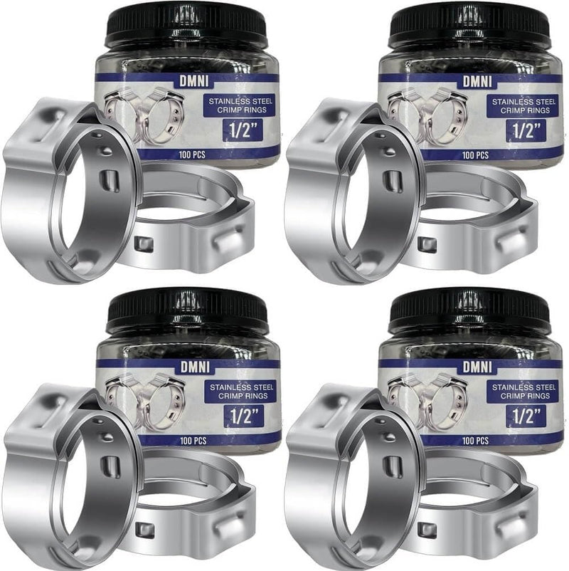 Stainless Steel Cinch Clamps Crimp Rings - 1/2" Pinch Clamps For Pex Tubing Pipe Fitting Connections - 100 PCS