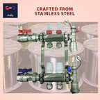 2 - 12 Loop Radiant PEX Plumbing Manifold - 1" 304 Stainless Steel Radiant Floor Heating Manifold