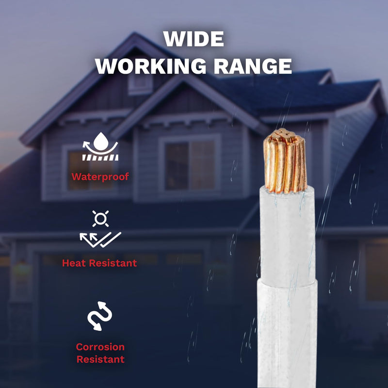 12AWG THHN Wire 12 Gauge 100 FT OFC Copper Electrical Stranded Copper Conductor 600V Building Wire with PVC Nylon Insulation White 100 ft