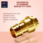 1/2" - 3/4" PEX Expansion Press Coupling Brass Adapter - for Copper and PEX Pipe Connection - Durable 1/2" - 3/4" Press X 1/2" - 3/4" Crimp Fittings for Seamless Installation