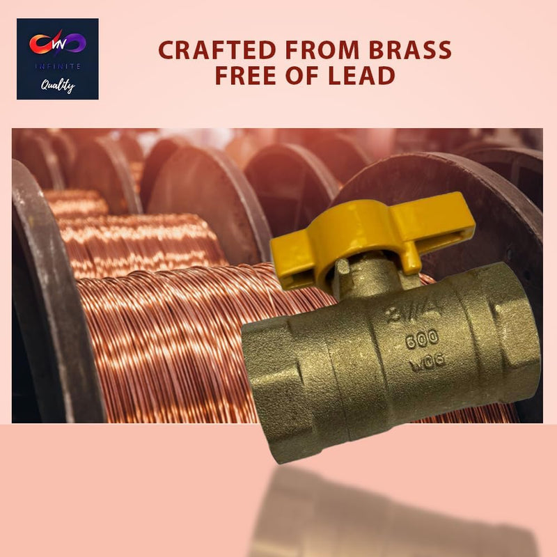 Gas Shut Off Ball Valve 3/4" FIP x 3/4" FIP Brass Heavy Duty Fittings for Gas Systems Connectors Quarter Turn Indoor & Outdoor Appliances