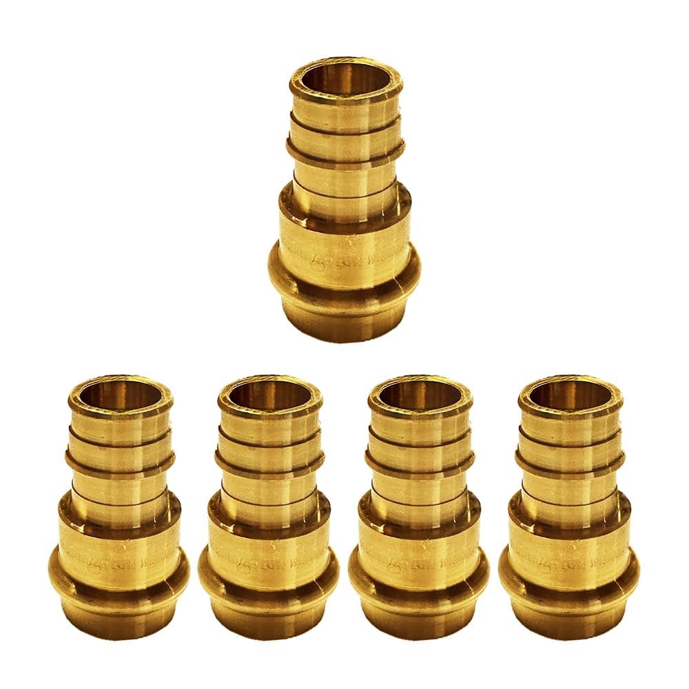 1/2" - 3/4" PEX Expansion Press Coupling Brass Adapter - for Copper and PEX Pipe Connection - Durable 1/2" - 3/4" Press X 1/2" - 3/4" Crimp Fittings for Seamless Installation