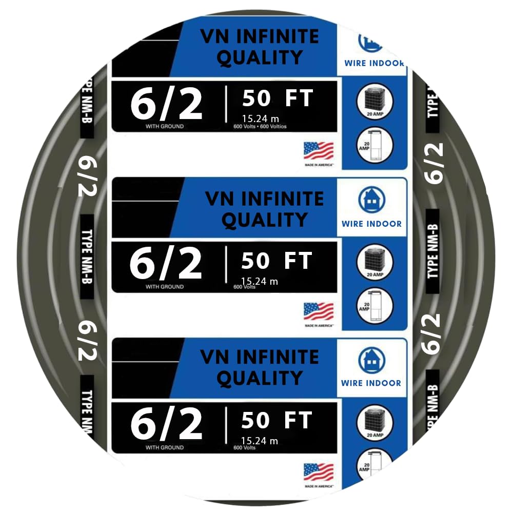 6/2 NM-B Non-Metallic Residential Indoor Wire Nonmetallic with Ground Sheathed Cable