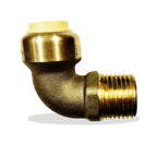 1/2" x 1/2" - 3/4" x 3/4" Push fit fittings - Male NPT Threaded Elbow - Push to Connect Pex Copper CPVC - No Lead Brass