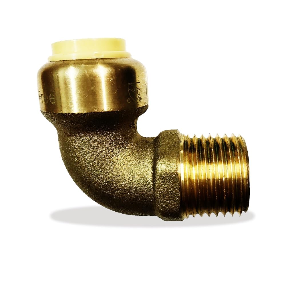 1/2" x 1/2" - 3/4" x 3/4" Push fit fittings - Male NPT Threaded Elbow - Push to Connect Pex Copper CPVC - No Lead Brass