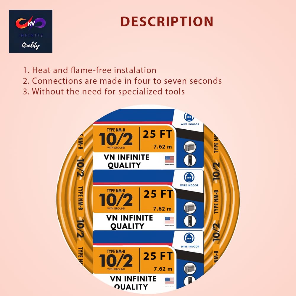 10/2 NMB Cable Non-Metallic Residential Indoor Wire Equivalent to Romex