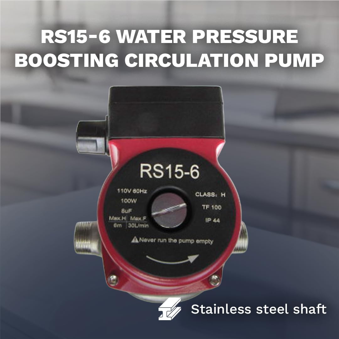 110V 120W Water Pressure Booster Pump 3-Speed Stainless Steel Hot Water Circulation Recirculating Pump 3/4 NPT for Floor Boiler Hot Water Heater System (RS15/6-130 Red)