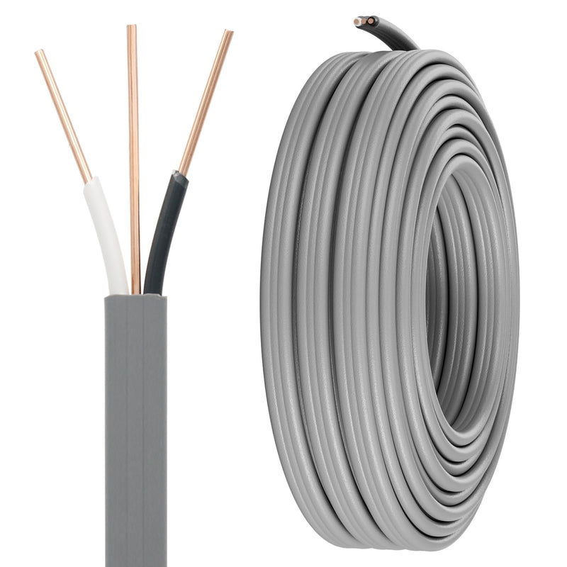 14/2 UF-B Copper Wire 14 Gauge Outdoor Direct Burial Electrical Underground Cable 14AWG 2 Connector Insulated Jacket Gray 25ft-50ft-100ft