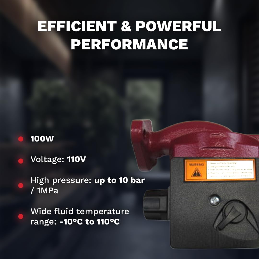 110V Water Pressure Booster Pump Stainless Steel with Flange Hot Water Circulation Recirculating Pump 3/4 NPT for Floor Boiler Hot Water Heater System (RS15/4-130 Red)