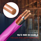 10/3 NM-B Copper Electrical Wire 10 Gauge, 3 Conductors with Groun Non-Mettalic, Sheathed Cable, Residential Indoor Pink