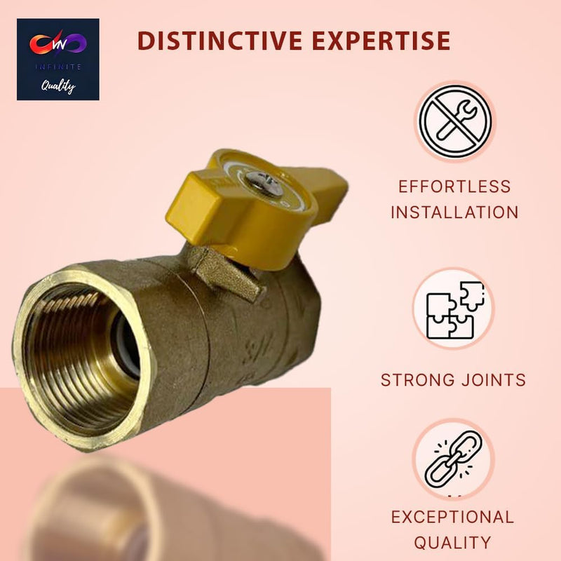 Gas Shut Off Ball Valve 3/4" FIP x 3/4" FIP Brass Heavy Duty Fittings for Gas Systems Connectors Quarter Turn Indoor & Outdoor Appliances