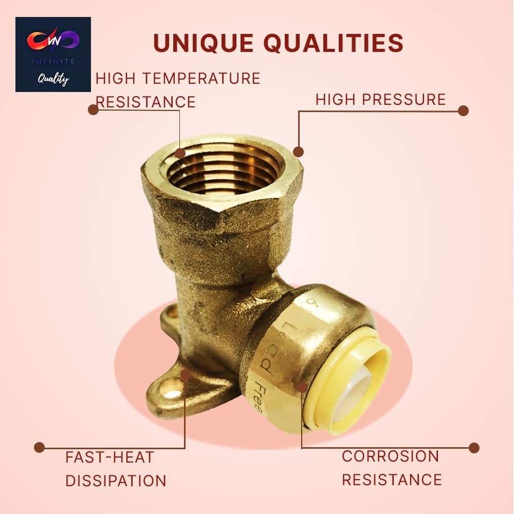 1/2" x 1/2" - 90 Degree Drop Ear Elbow - Push Fit Plumbing Fittings - NPT Female Adapter with Disconnect Clip - Push-to-Connect - PEX Fittings for PE-RT, CPVC Pipe
