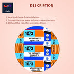 10/3 NM-B Sheathed Cable 15ft - 25ft - 50ft - 100ft Coil, Non-Metallic with Ground Residential Indoor Electrical Wire Type NM-B Orange