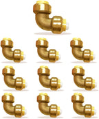 1/2" x 1/2" - 3/4" x  3/4" 90 Degree Elbow Push Fit - Plumbing Fittings - PEX Fitting - Push to Connect Brass Plumbing Fitting - For PEX Pipe Copper CPVC