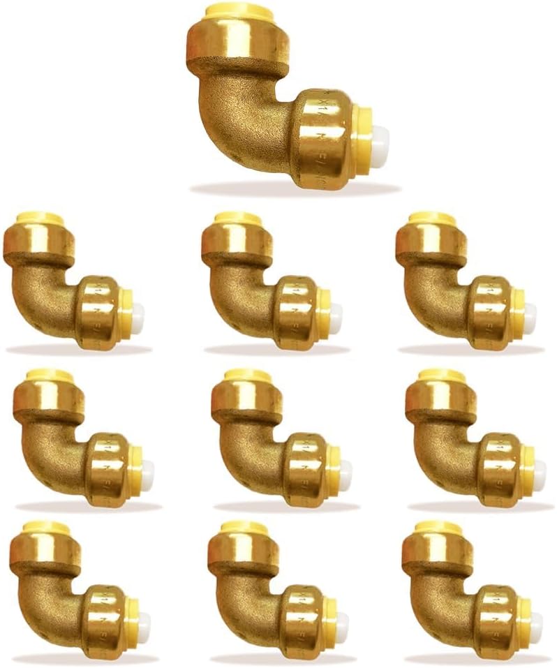 1/2" x 1/2" - 3/4" x  3/4" 90 Degree Elbow Push Fit - Plumbing Fittings - PEX Fitting - Push to Connect Brass Plumbing Fitting - For PEX Pipe Copper CPVC