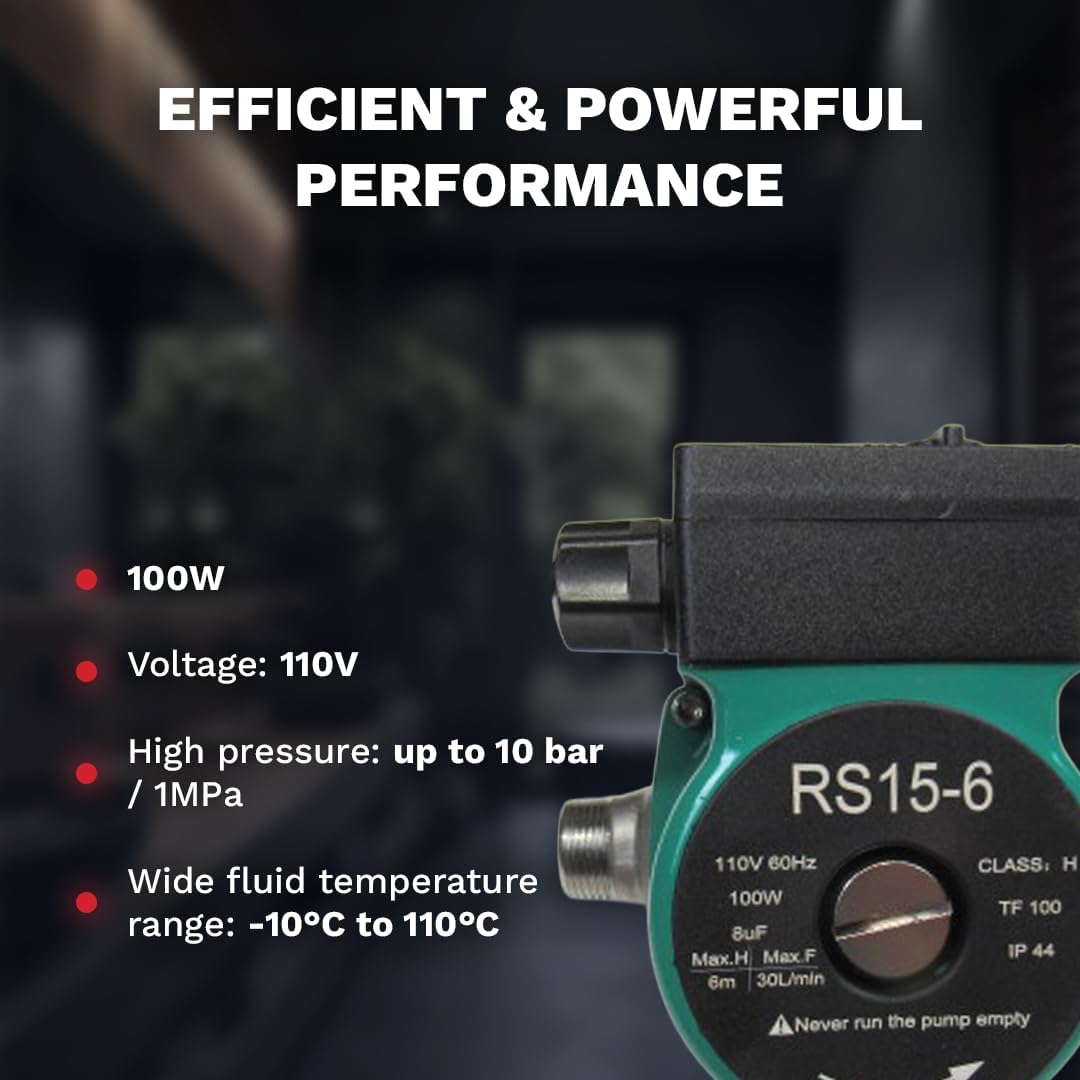 110V 120W Water Pressure Booster Pump 3-Speed Stainless Steel Hot Water Circulation Recirculating Pump 3/4 NPT for Floor Boiler Hot Water Heater System (RS15/6-130 Green)
