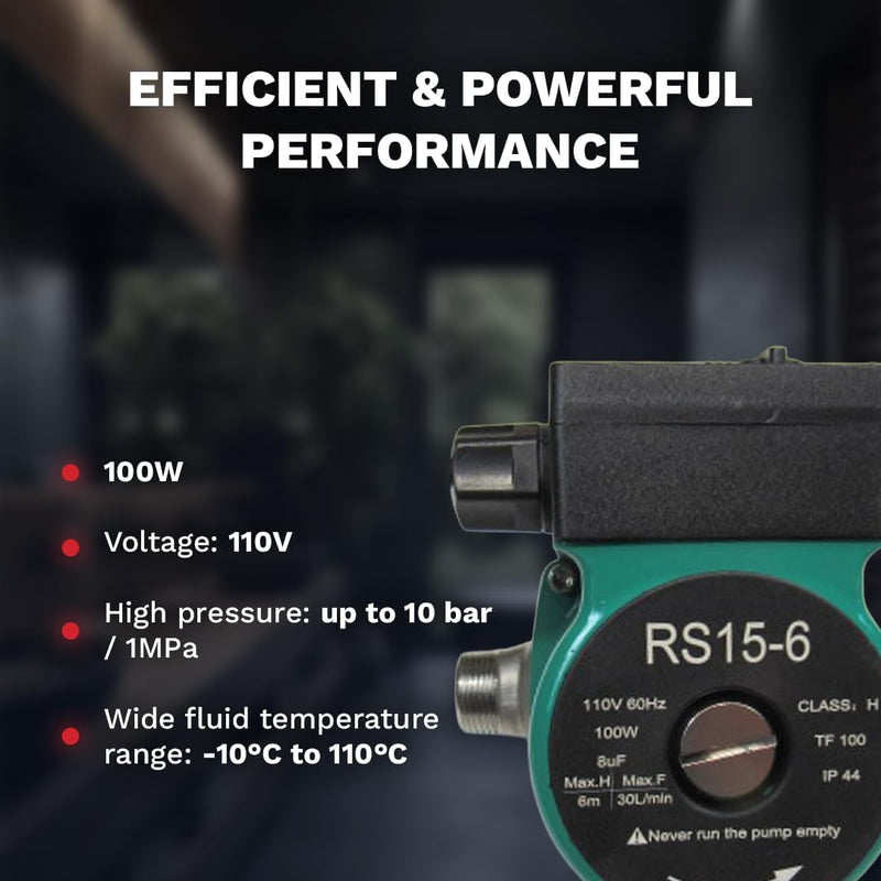 110V 120W Water Pressure Booster Pump 3-Speed Stainless Steel Hot Water Circulation Recirculating Pump 3/4 NPT for Floor Boiler Hot Water Heater System (RS15/6-130 Green)