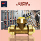 1/2" - 3/4" - Push Fit Plumbing Tee - Push to Connect Brass Plumbing Fittings - Fitting to Connect PEX, Copper, CPVC