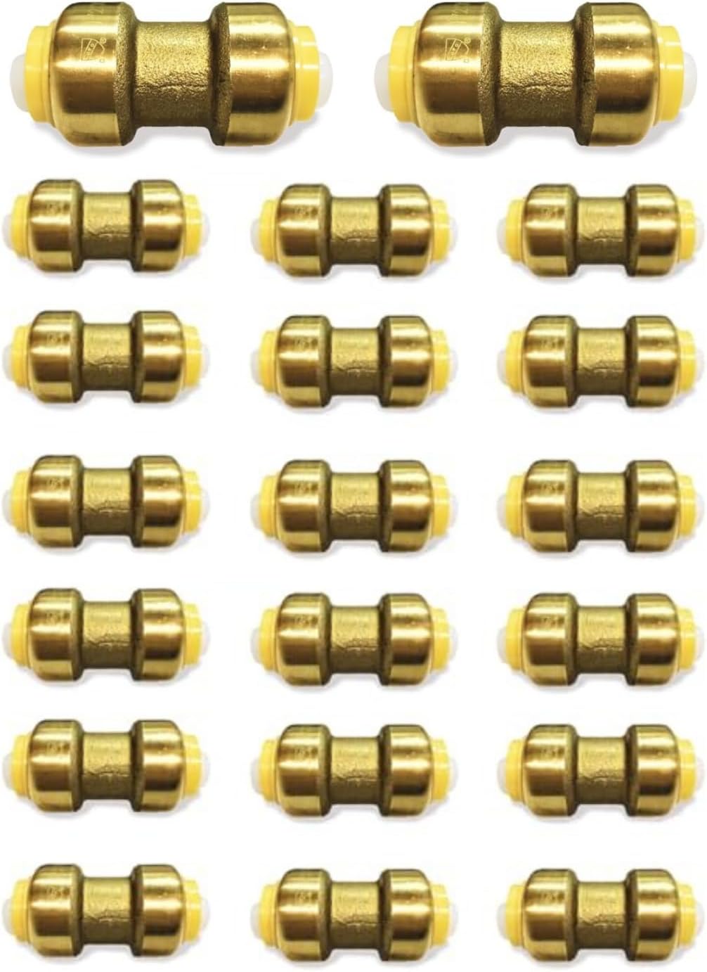 Fittings 1/2" - 3/4" Pushfit Straight Coupling - 1/2" x 1/2" - 3/4" x 3/4" - PEX Brass Push-fit Coupling - Push-to-Connect Plumbing Fittings for PEX Copper CPVC