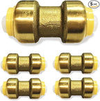 Fittings 1/2" - 3/4" Pushfit Straight Coupling - 1/2" x 1/2" - 3/4" x 3/4" - PEX Brass Push-fit Coupling - Push-to-Connect Plumbing Fittings for PEX Copper CPVC