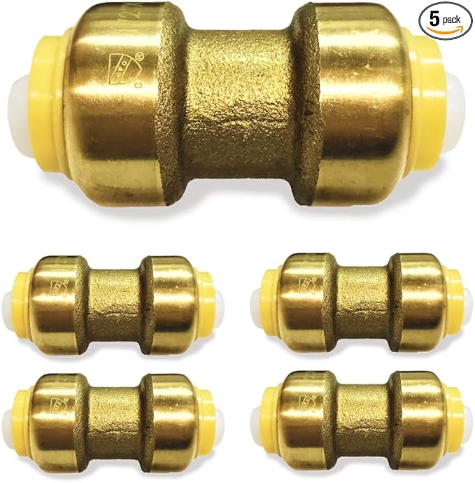 Fittings 1/2" - 3/4" Pushfit Straight Coupling - 1/2" x 1/2" - 3/4" x 3/4" - PEX Brass Push-fit Coupling - Push-to-Connect Plumbing Fittings for PEX Copper CPVC