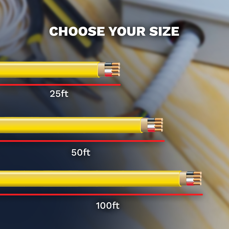 Solid Indoor Wire 12/3 W/G NMB Cable 25ft - 50ft - 100ft Coil, Residential Indoor Electrical Wire Type NM-B; Yellow SW# 63947622